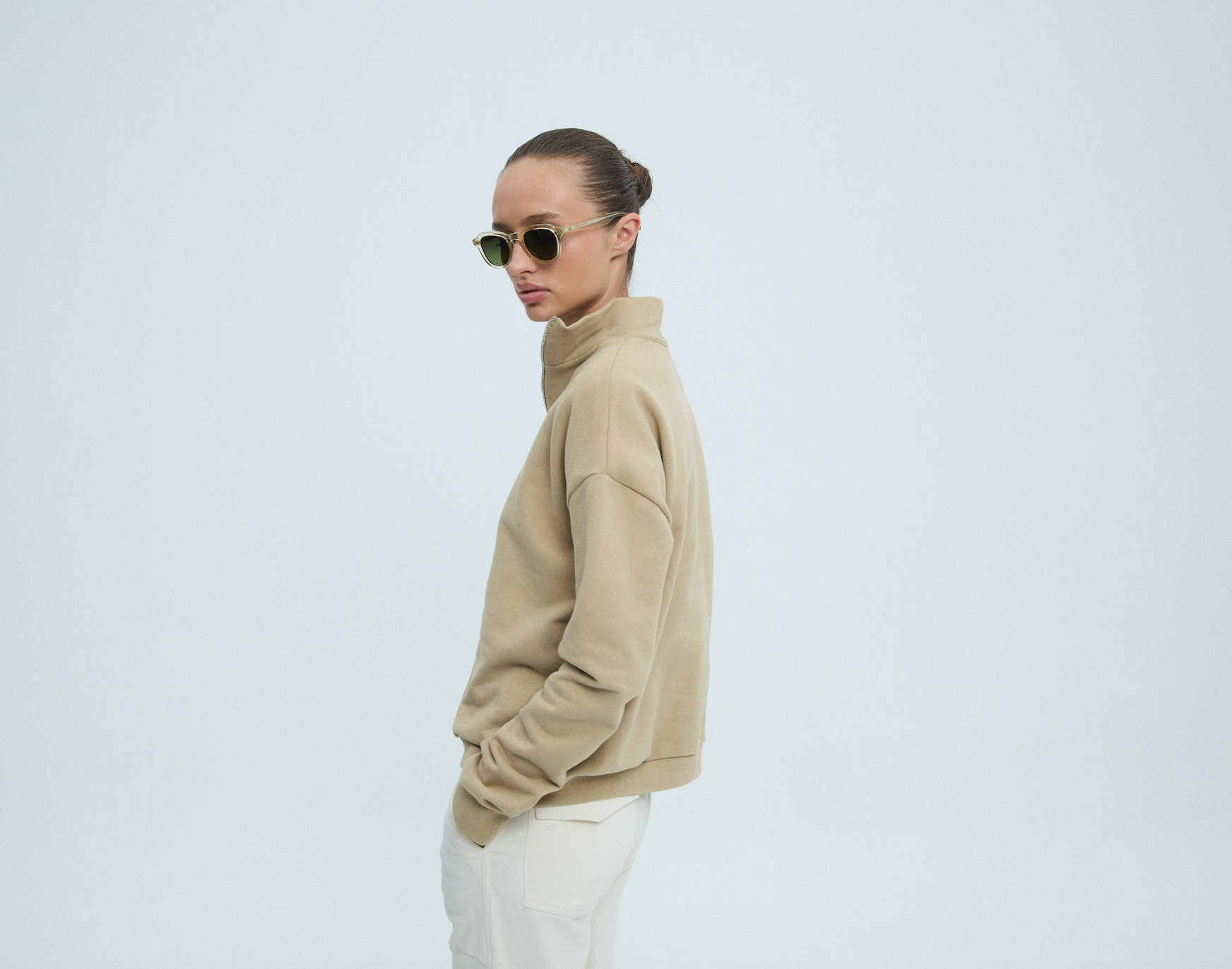 Half - Zip Sweatshirt Camel